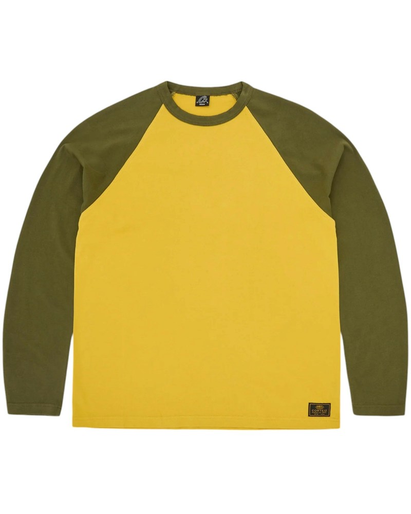 Corteiz Stencil Raglan LS Shirt - Gold/Olive