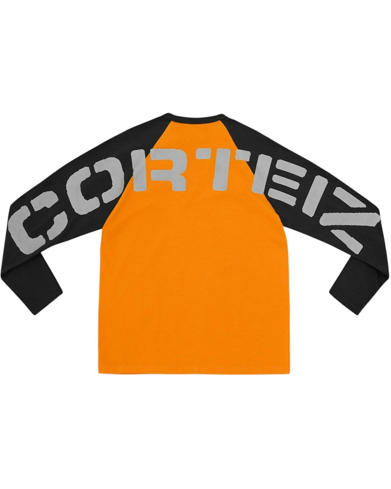 Corteiz Stencil Raglan LS Shirt - Orange/Black