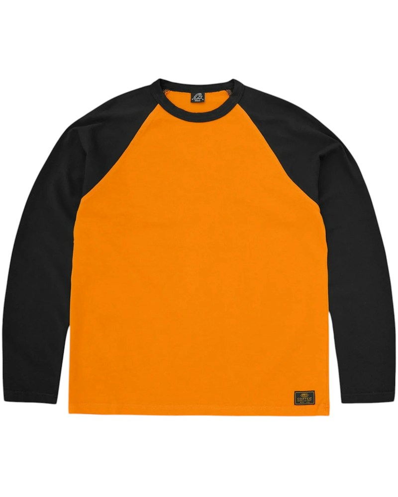 Corteiz Stencil Raglan LS Shirt - Orange/Black
