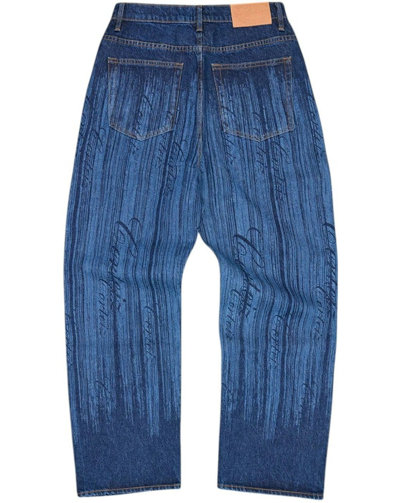 Corteiz Strike Baggy Jeans - Dark Wash