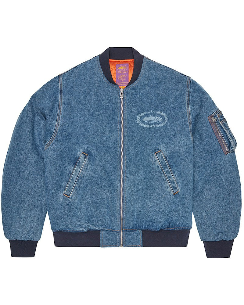 Corteiz Superior Royale Denim Bomber - Washed Blue