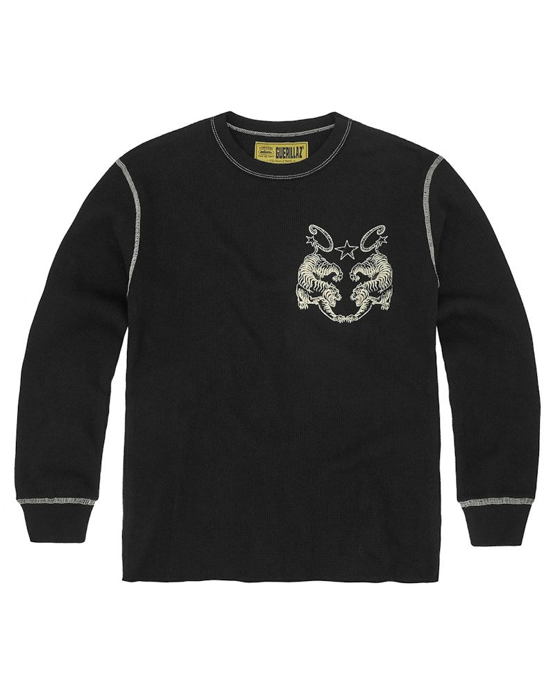 Corteiz Tiger Contrast Waffle L/S Tee - Black