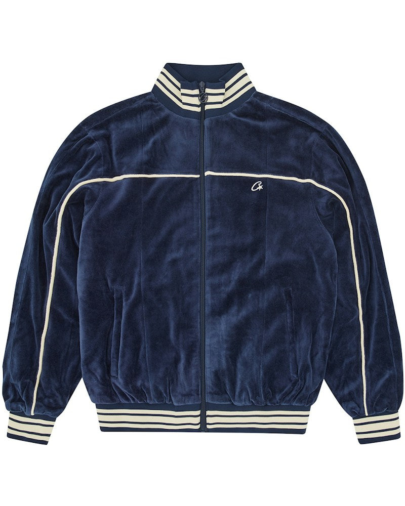 Corteiz VVS Uptown Velour Track Jacket - Navy