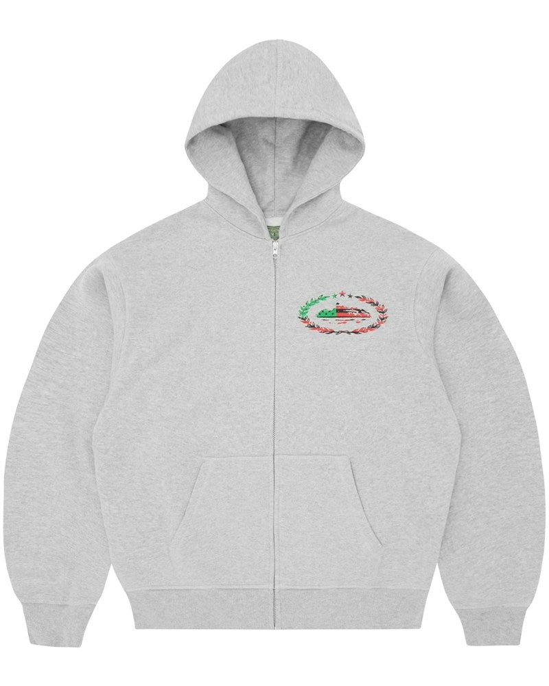 Corteiz x Denim Tears Cortears Royale Zip Hoodie - Heather Grey