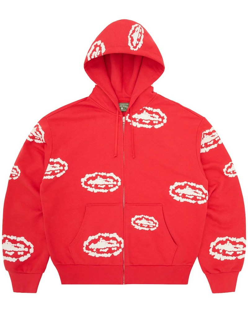 Corteiz x Denim Tears Island Wreath Zip Hoodie - Red