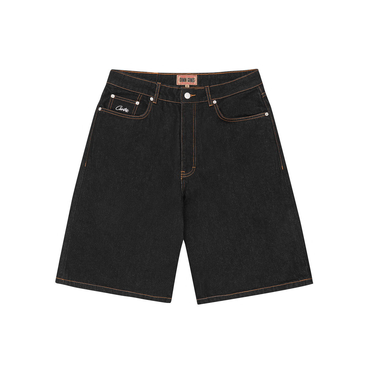 Corteiz Dual Stripe Denim Short - Washed Black