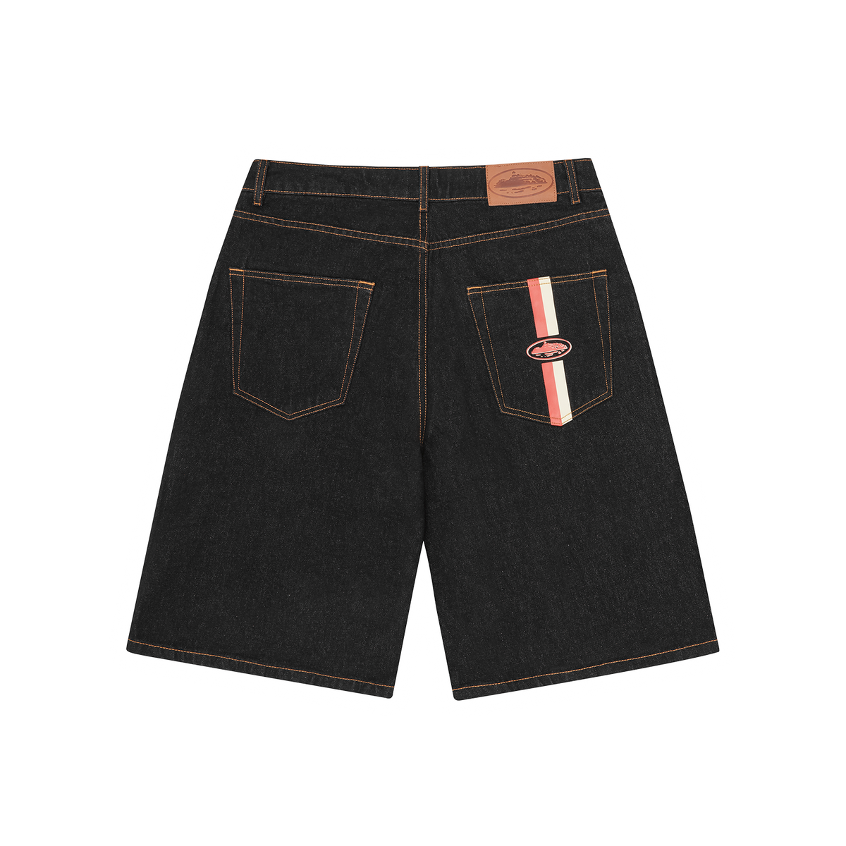 Corteiz Dual Stripe Denim Short - Washed Black