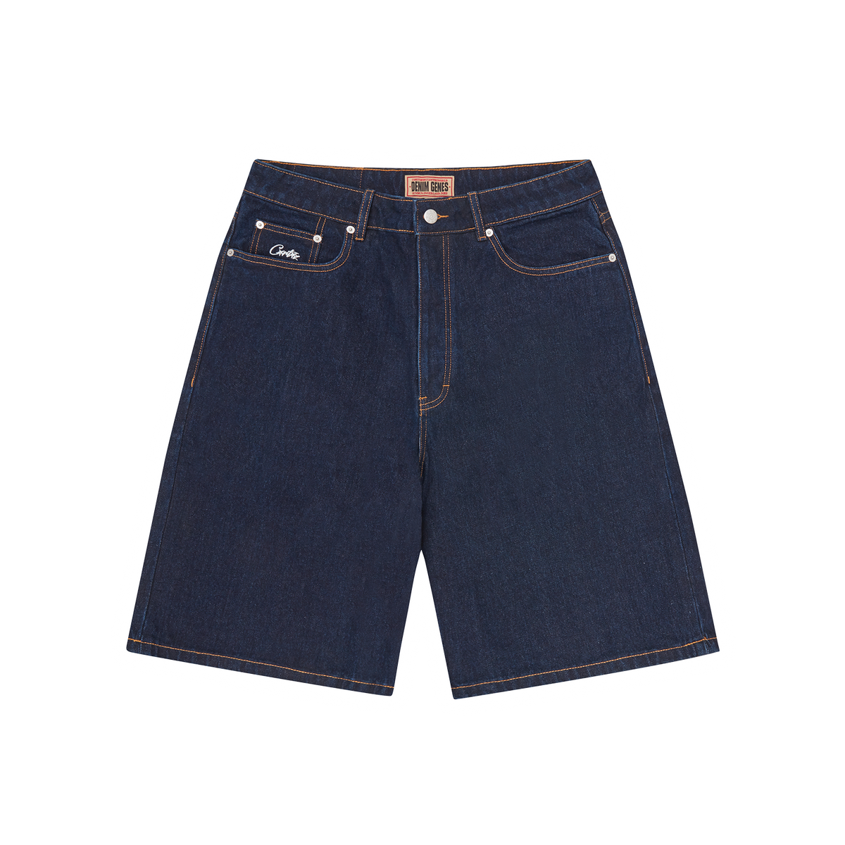 Corteiz Dual Stripe Denim Short - Washed Indigo