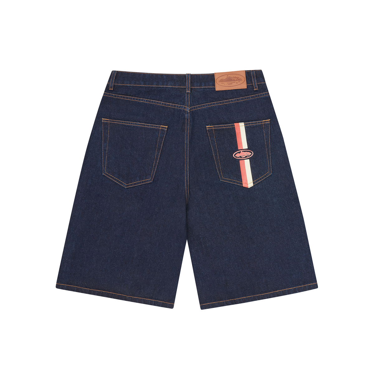 Corteiz Dual Stripe Denim Short - Washed Indigo