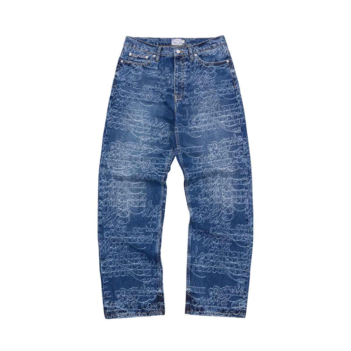 Corteiz Handwritten Baggy Jeans - Midwash Indigo