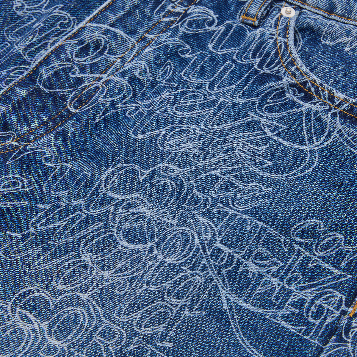 Corteiz Handwritten Baggy Jeans - Midwash Indigo