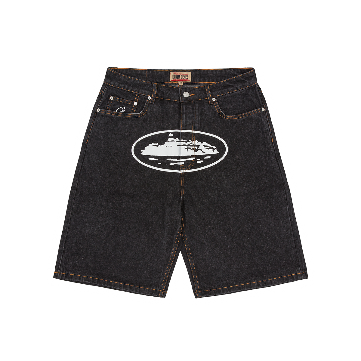 Corteiz Island Denim Short - Washed Black