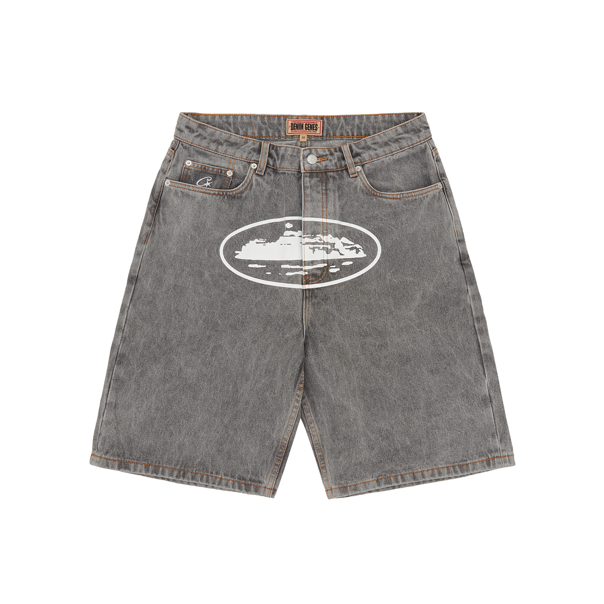 Corteiz Island Denim Short - Light Grey