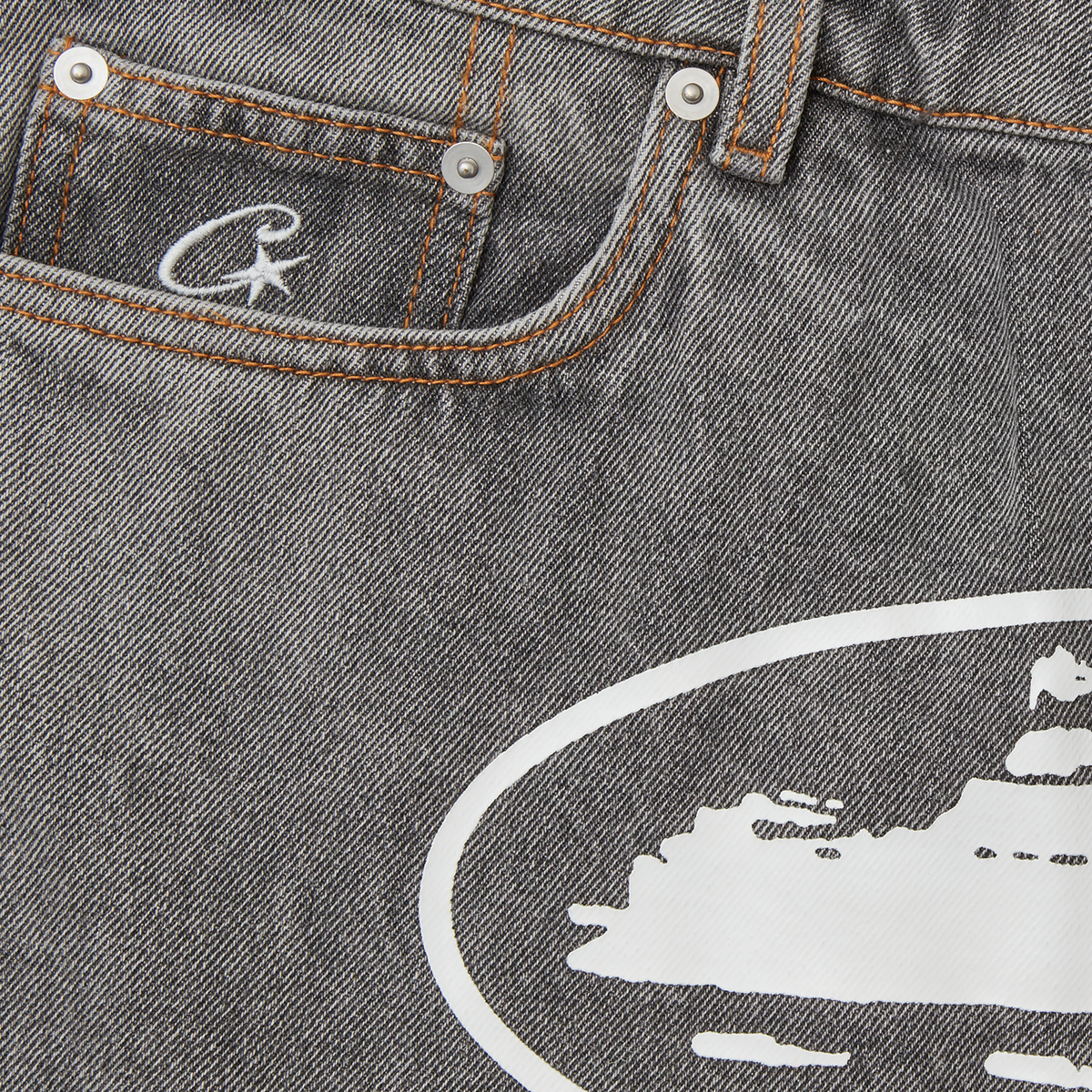 Corteiz Island Denim Short - Light Grey