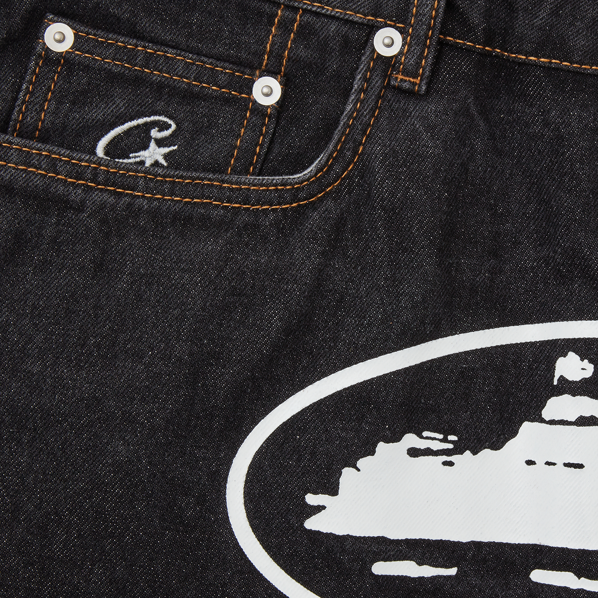 Corteiz Island Denim Short - Washed Black