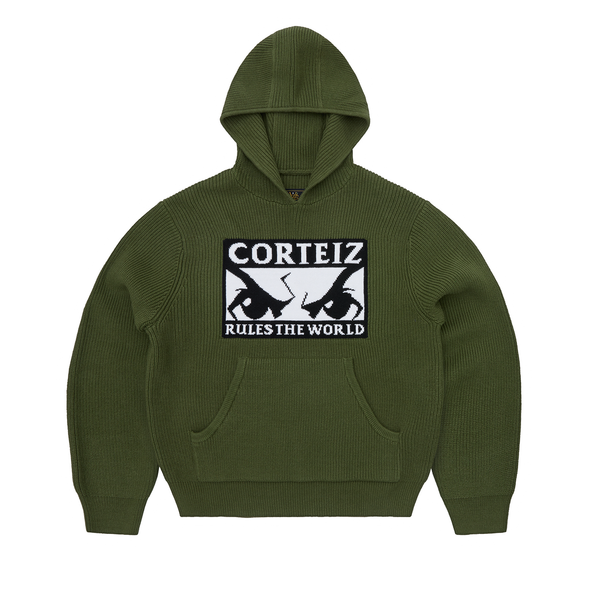 Corteiz Huey Knit Hoodie - Olive