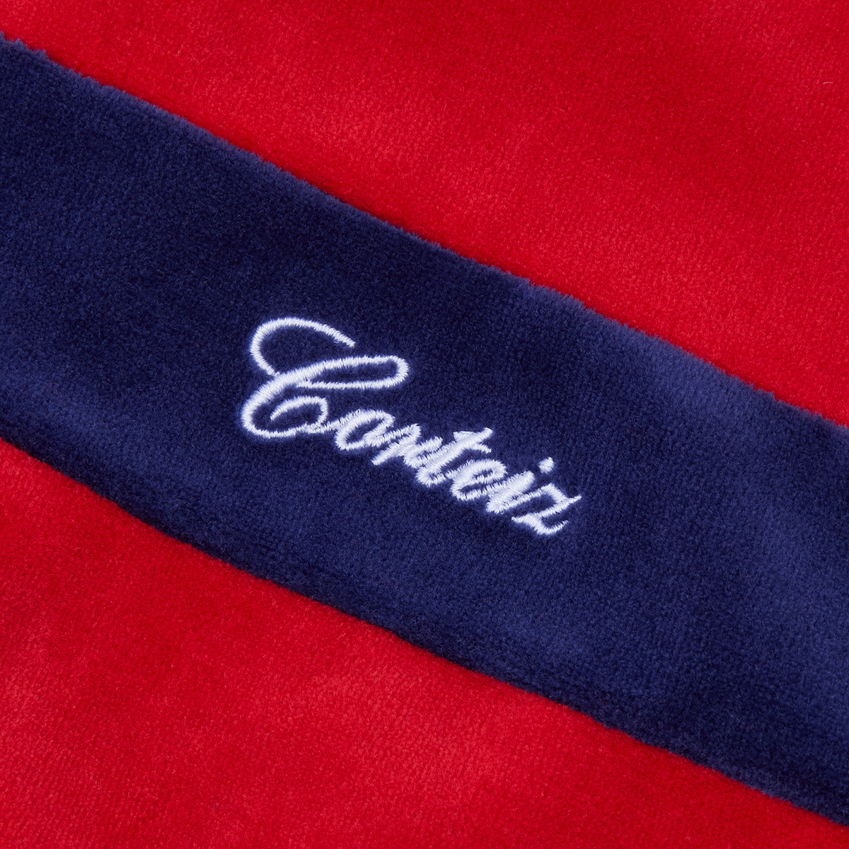 Corteiz Pista Velour Track Jacket - Navy/Red