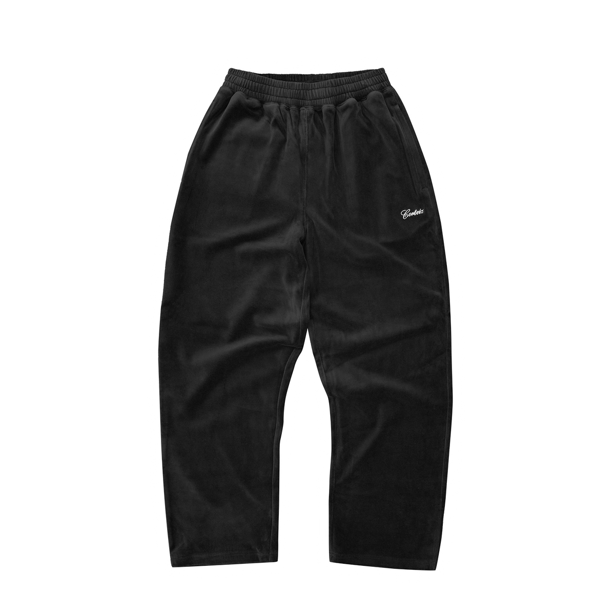 Corteiz Pista Velour Track Pant - Black