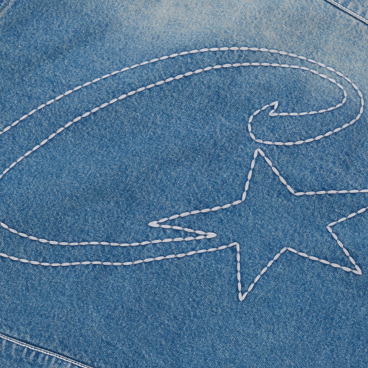 Corteiz Stitch Down Denim Jacket - Faded Indigo