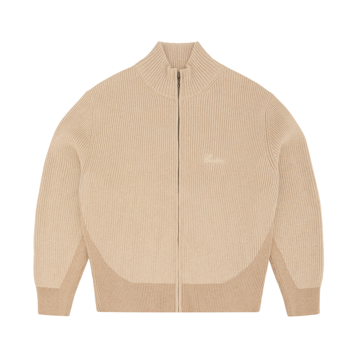 Corteiz VVS Rib Knit Zip Up - Natural