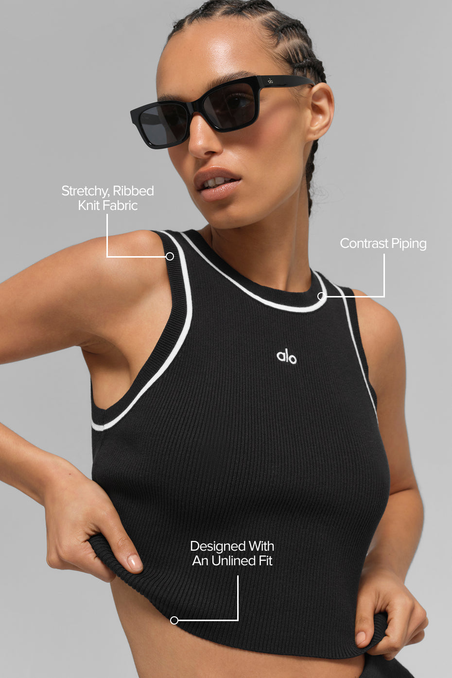 Ribbed Knit Highline Cropped Tank