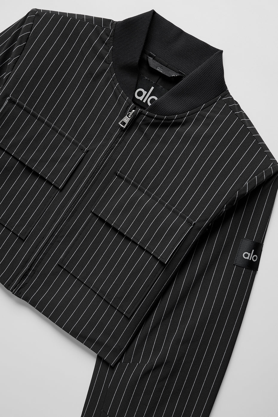 Short Pinstripe Full-Zip Jacket