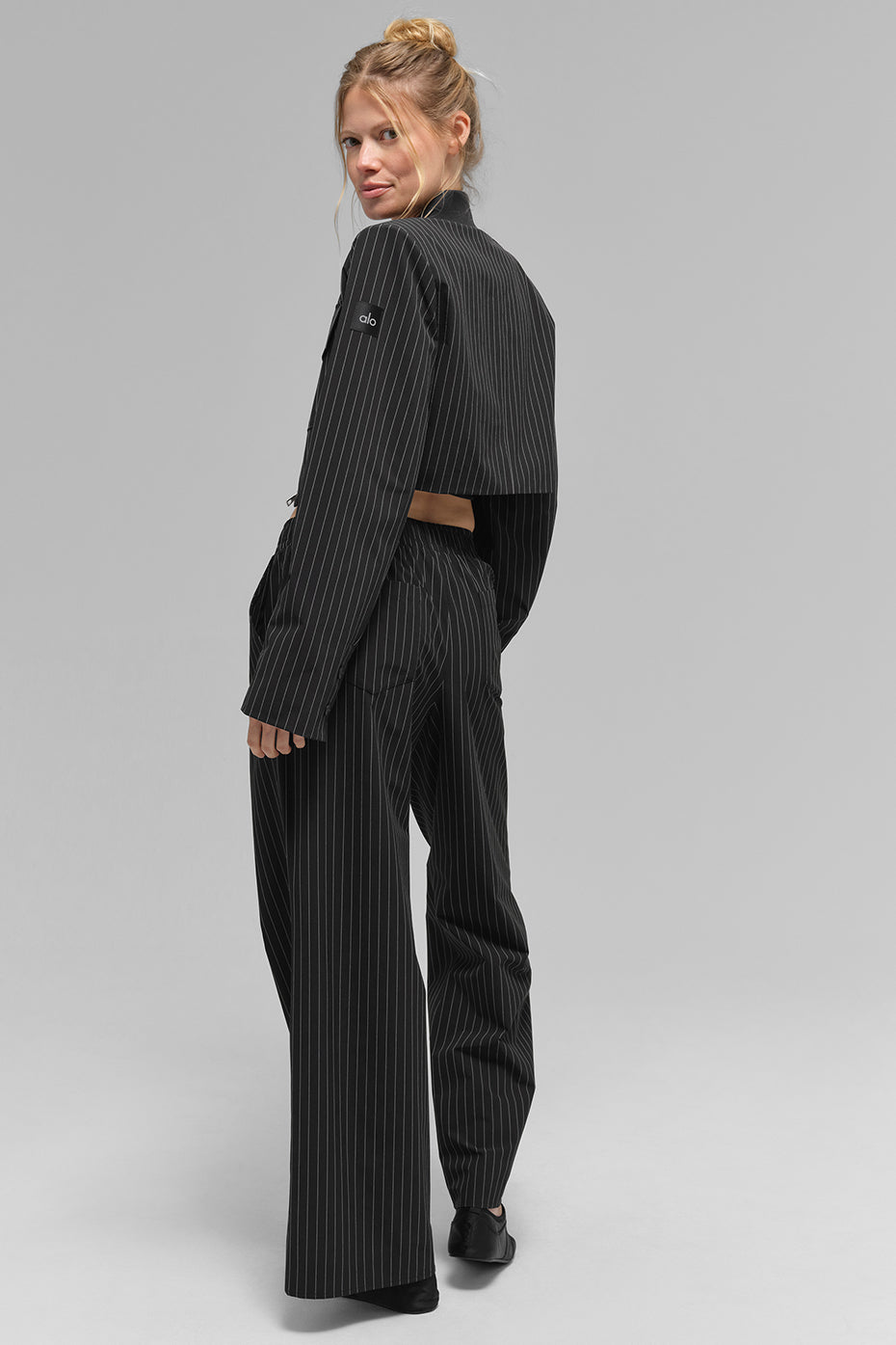 Short Pinstripe Full-Zip Jacket
